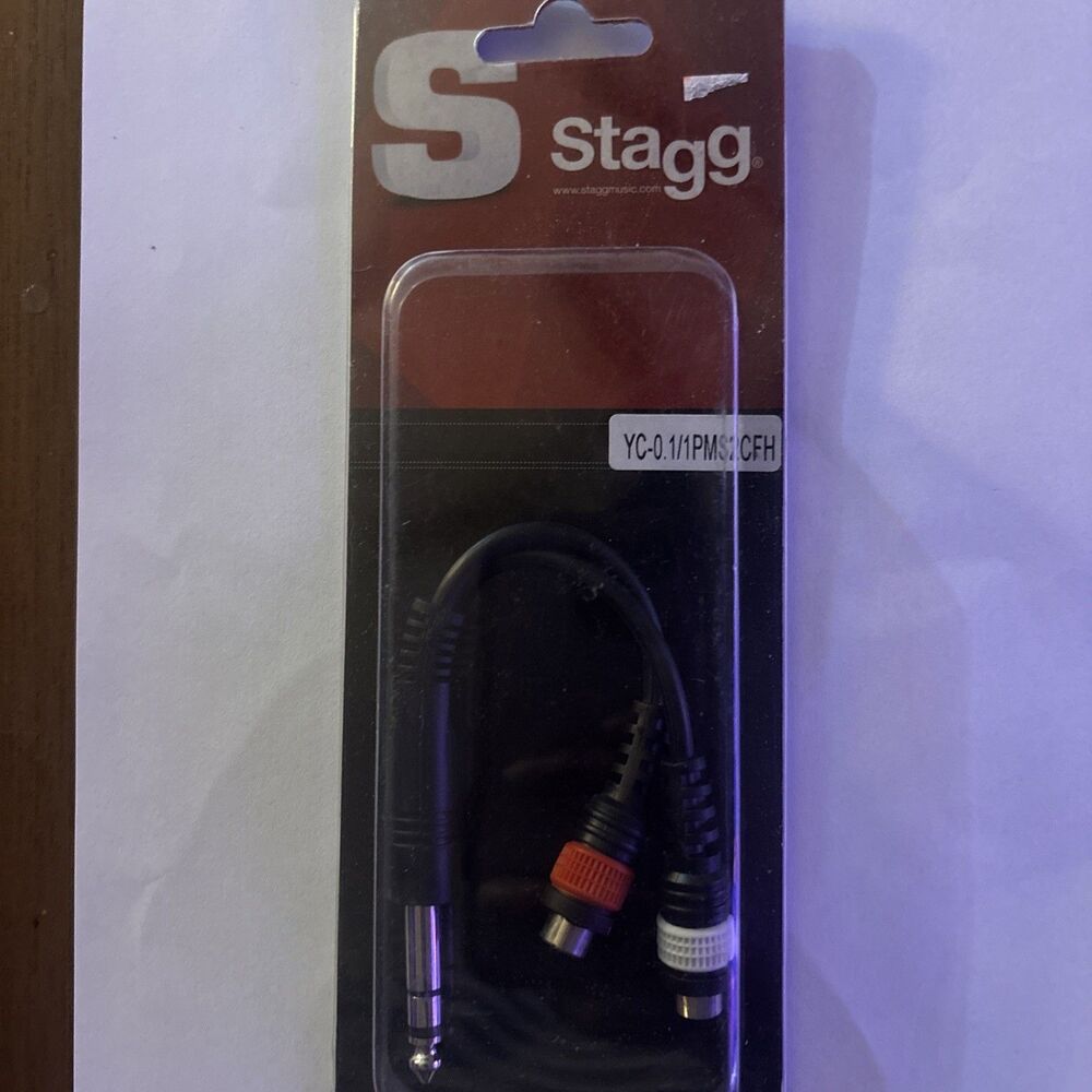 Stagg YC-0.1/1PM2CFH 10cm Y audio Adapter 1/4" Male into 2 RCA Female
